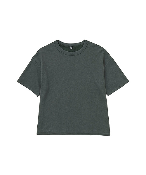 UNIQLO（ユニクロ）の「WOMEN ソフトフレンチテリーT（半袖）（Tシャツ/カットソー・レディース・OFF WHITE/DARK GRAY/OLIVE/BLACK/PINK/BLUE・S/M/L/XL）」の3枚目の写真