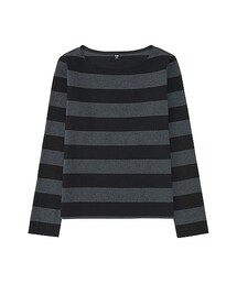 UNIQLO | WOMEN ボーダーボートネックT（長袖）C(Tシャツ/カットソー)