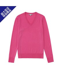 UNIQLO | WOMEN エクストラファインメリノVネックセーター（長袖）(ニット/セーター)