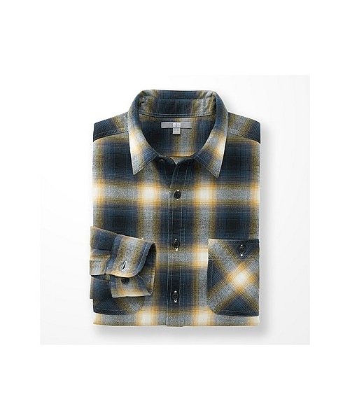 UNIQLO(ユニクロ)の「MEN フランネルチェックシャツ(レギュラーカラー・長袖)G(シャツ/ブラウス・メンズ・YELLOW/WINE/BLUE・S/XL/L/M)」の1枚目の写真