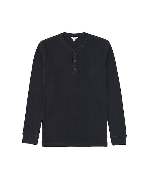 UNIQLO（ユニクロ）の「MEN ワッフルヘンリーネック（長袖）（Tシャツ/カットソー・メンズ・WINE/GRAY/NAVY/WHITE/BLACK/OLIVE・L/XXL/S/M/XL/4XL/3XL）」の3枚目の写真
