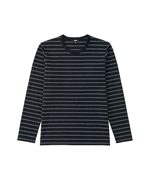 UNIQLO（ユニクロ）の「MEN ボーダーT（長袖）A（Tシャツ/カットソー・メンズ・WHITE/ORANGE/RED/NAVY/BLACK/DARK GREEN/BLUE・4XL/3XL/XL/L/M/S/XXL）」の2枚目の写真