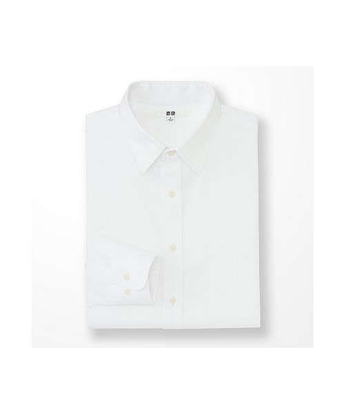 UNIQLO(ユニクロ)の「ファインクロスドビーシャツ(長袖)(シャツ/ブラウス・メンズ・BLUE 63/WHITE 00・3XL/4XL/S/M/L/XXL/XL)」の2枚目の写真