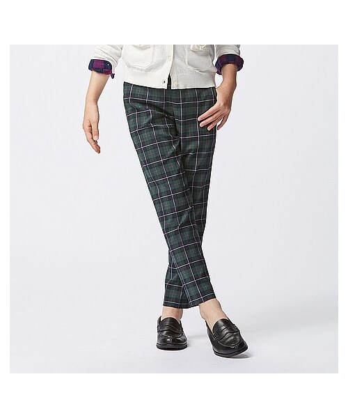 UNIQLO（ユニクロ）の「GIRLS チェックアンクルパンツB（その他パンツ・キッズ・WINE/DARK GREEN・M/XL/S/L）」の2枚目の写真