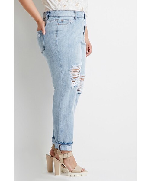 FOREVER 21(フォーエバー トゥエンティーワン)の「FOREVER 21+ Distressed Cropped Jeans(デニムパンツ・レディース・Blue・12/14/16/18/20)」の5枚目の写真