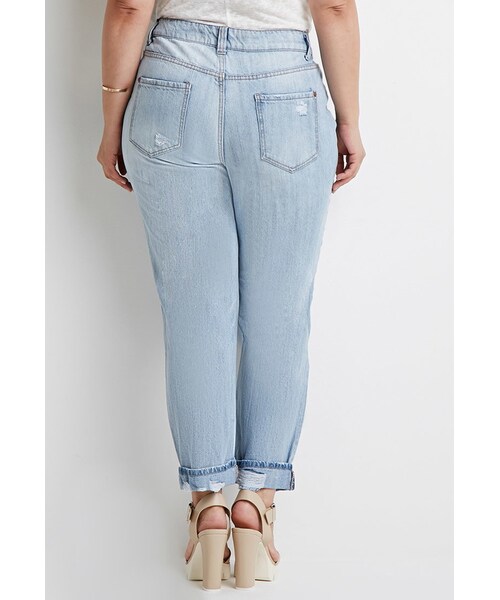 FOREVER 21(フォーエバー トゥエンティーワン)の「FOREVER 21+ Distressed Cropped Jeans(デニムパンツ・レディース・Blue・12/14/16/18/20)」の2枚目の写真
