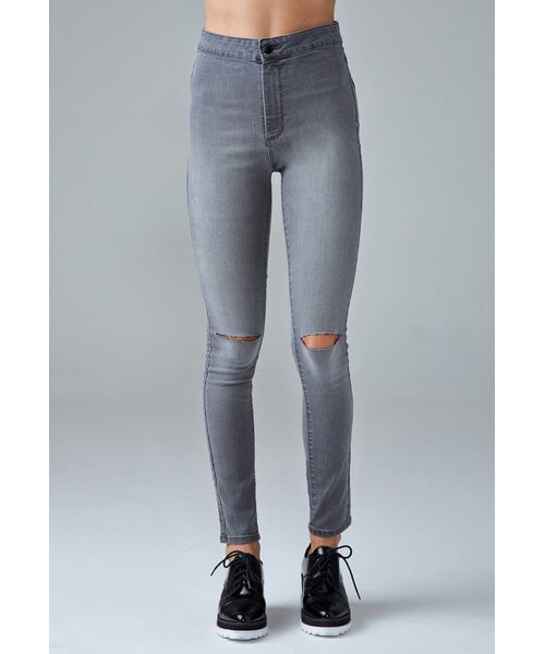 FOREVER 21(フォーエバー トゥエンティーワン)の「FOREVER 21 Ripped Super Skinny Jeans(デニムパンツ・レディース・Black/Gray・24/25/26/27/28/29/30/31)」の7枚目の写真