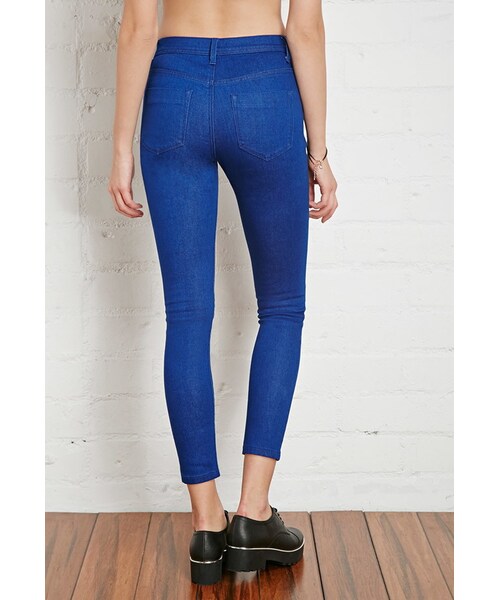 FOREVER 21（フォーエバー トゥエンティーワン）の「FOREVER 21 Raw-Cut Knee Skinny Jeans（デニムパンツ・レディース・Blue・24/25/26/27/28/29/30/31）」の11枚目の写真