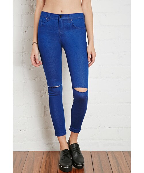 FOREVER 21（フォーエバー トゥエンティーワン）の「FOREVER 21 Raw-Cut Knee Skinny Jeans（デニムパンツ・レディース・Blue・24/25/26/27/28/29/30/31）」の13枚目の写真