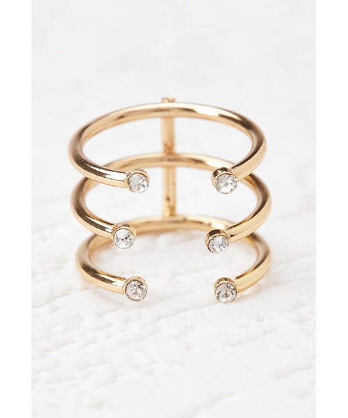 FOREVER 21(フォーエバー トゥエンティーワン)の「FOREVER 21 Cutout Rhinestone Midi Ring(リング・レディース・Gold/Silver・6/7/8)」の1枚目の写真