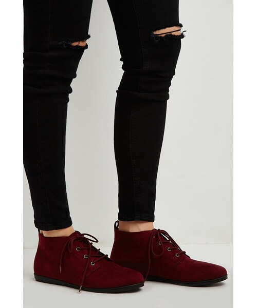 FOREVER 21（フォーエバー トゥエンティーワン）の「FOREVER 21 Faux Suede Low-Top Booties（ブーツ・レディース・Black/Brown/Red・5.5/6/6.5/7/7.5/8/8.5/9/10）」の16枚目の写真