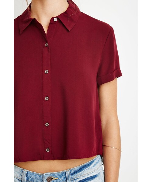 FOREVER 21(フォーエバー トゥエンティーワン)の「FOREVER 21 Boxy Cropped Shirt(シャツ/ブラウス・レディース・Black/Red/White・Small/Medium/Large)」の15枚目の写真