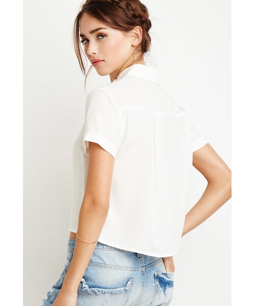 FOREVER 21(フォーエバー トゥエンティーワン)の「FOREVER 21 Boxy Cropped Shirt(シャツ/ブラウス・レディース・Black/Red/White・Small/Medium/Large)」の12枚目の写真