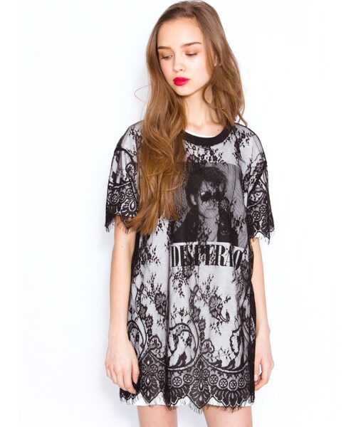 jouetie（ジュエティ）の「レースBIG T 2（トップス・レディース・オフホワイト/ブラック）」の3枚目の写真