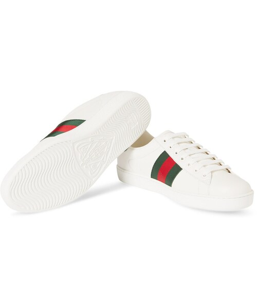 GUCCI（グッチ）の「Gucci Crocodile and Webbing-Trimmed Leather Sneakers（スニーカー・メンズ・White・UK 5 (US 6)/UK 6 (US 7)/UK 7 (US 8)/UK 7.5 (US 8.5)/UK 8 (US 9)/UK 8.5 (US 9.5)/UK 9 (US 10)/UK 9.5 (US 10.5)/UK 10 (US 11)/UK 11 (US 12)/UK 12 (US 13)/UK 13 (US 14)）」の6枚目の写真