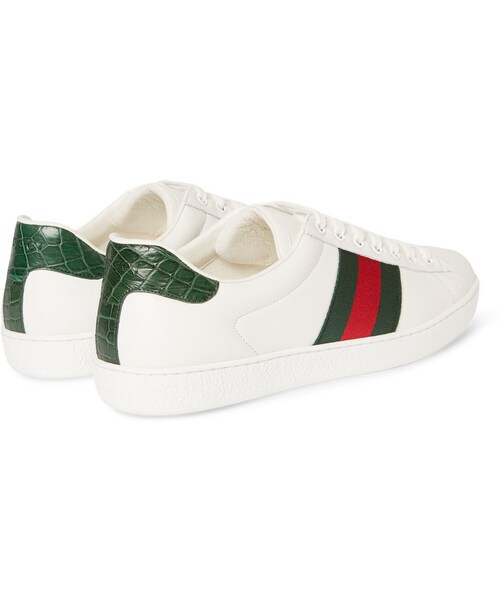 GUCCI（グッチ）の「Gucci Crocodile and Webbing-Trimmed Leather Sneakers（スニーカー・メンズ・White・UK 5 (US 6)/UK 6 (US 7)/UK 7 (US 8)/UK 7.5 (US 8.5)/UK 8 (US 9)/UK 8.5 (US 9.5)/UK 9 (US 10)/UK 9.5 (US 10.5)/UK 10 (US 11)/UK 11 (US 12)/UK 12 (US 13)/UK 13 (US 14)）」の7枚目の写真