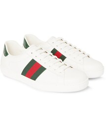 GUCCI | Gucci Crocodile and Webbing-Trimmed Leather Sneakers(スニーカー)