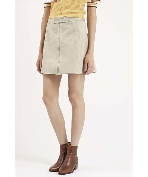 TOPSHOP（トップショップ）の「Tab button suede skirt（スカート・レディース・Gray・2/4/6/8/10/12）」の2枚目の写真