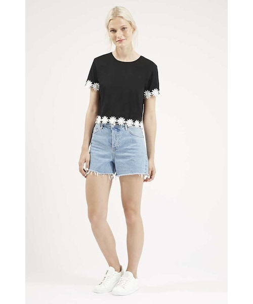TOPSHOP(トップショップ)の「Daisy crochet trim tee(Tシャツ/カットソー・レディース・Black・2/4/6/8/10/12)」の3枚目の写真