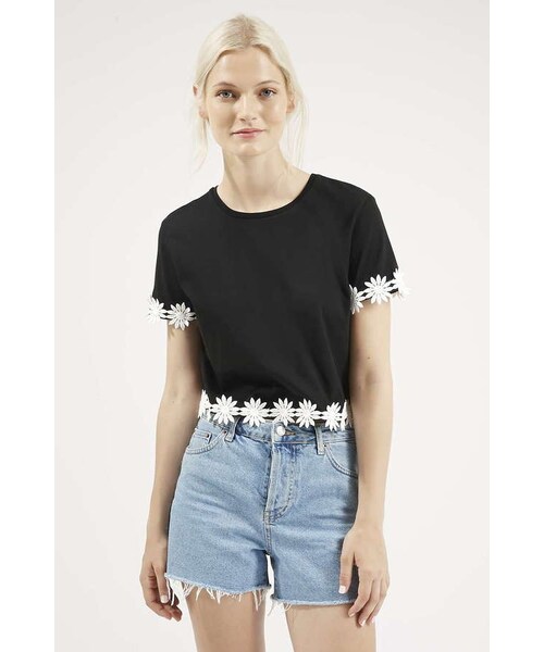 TOPSHOP(トップショップ)の「Daisy crochet trim tee(Tシャツ/カットソー・レディース・Black・2/4/6/8/10/12)」の4枚目の写真