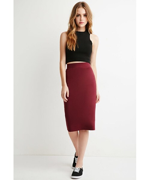 FOREVER 21(フォーエバー トゥエンティーワン)の「FOREVER 21 Classic Knit Pencil Skirt(スカート・レディース・Black/Red・Small/Medium/Large)」の2枚目の写真