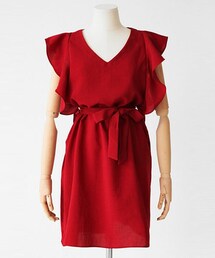 DHOLIC | ベルトsetフリルスリーブワンピース(ワンピース)