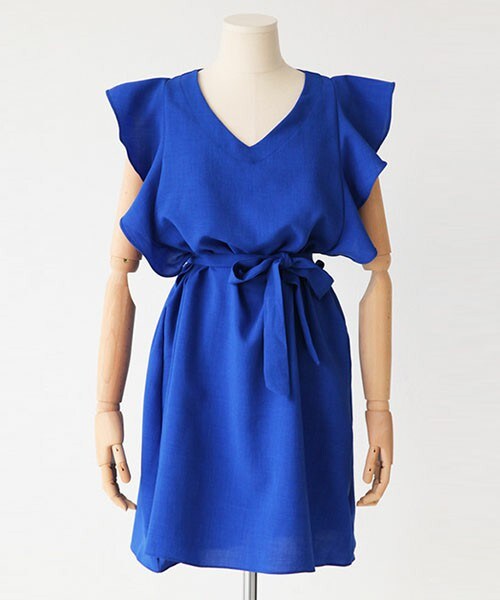 DHOLIC（ディーホリック）の「ベルトsetフリルスリーブワンピース（ワンピース・レディース・ワイン/ブルー/ネイビー/カーキ・FREE）」の3枚目の写真