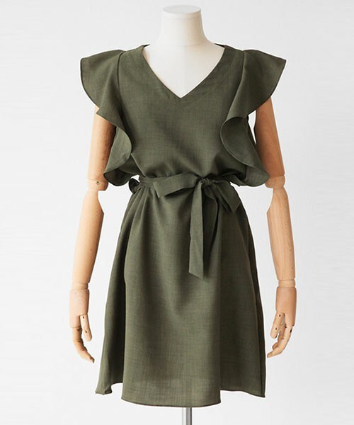 DHOLIC（ディーホリック）の「ベルトsetフリルスリーブワンピース（ワンピース・レディース・ワイン/ブルー/ネイビー/カーキ・FREE）」の2枚目の写真