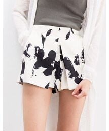 mooncat | 前壓摺印花短褲色(パンツ)