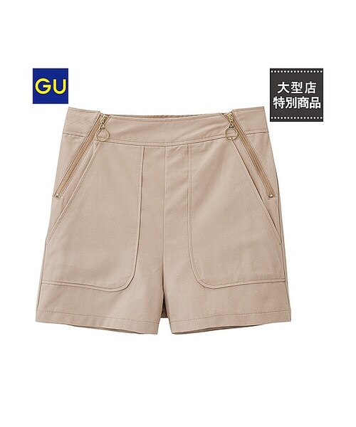 GU(ジーユー)の「(GU)ジップショートパンツ(WOMEN ⁄ ショートパンツ・クロップドパンツ・レディース・BEIGE/OLIVE/BLACK・L/XL/S/M)」の1枚目の写真
