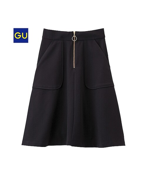 GU（ジーユー）の「（GU）フロントジップスカート（WOMEN ⁄ スカート・レディース・NAVY/BLACK/DARK GREEN・S/L/M/XL）」の2枚目の写真