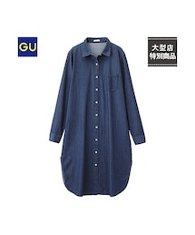 GU | （GU）デニムワンピース（スリット・長袖）(ワンピース/ドレス)