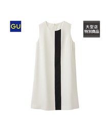 GU | （GU）バイカラーラインワンピース（ノースリーブ）(ワンピース/ドレス)