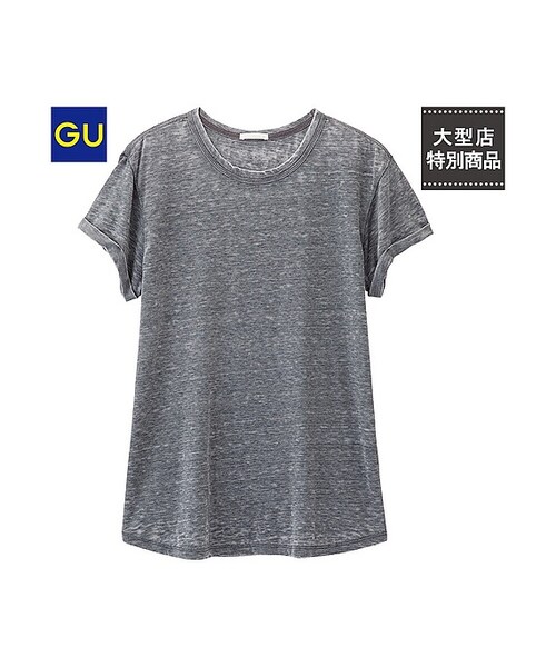 GU（ジーユー）の「（GU）クルーネックＴ（半袖）Ｃ（WOMEN ⁄ カットソー・レディース・DARK GREEN/OFF WHITE/NAVY/DARK GRAY・S/L/M/XL）」の3枚目の写真