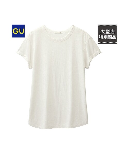 GU（ジーユー）の「（GU）クルーネックＴ（半袖）Ｃ（WOMEN ⁄ カットソー・レディース・DARK GREEN/OFF WHITE/NAVY/DARK GRAY・S/L/M/XL）」の2枚目の写真