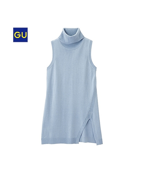 GU（ジーユー）の「（GU）タートルチュニック（ノースリーブ）（WOMEN ⁄ ニット・レディース・DARK GRAY/BLACK/BLUE・L/S/XL/M）」の3枚目の写真