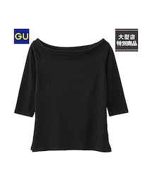 GU | (GU)ボートネックT(5分袖)(トップス)