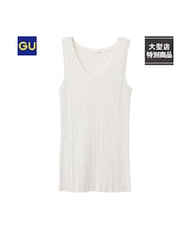 GU | （GU）リブＶネックセーター（ノースリーブ）(トップス)