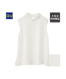 GU | （GU）ビジューカラーブラウス（ノースリーブ）(トップス)