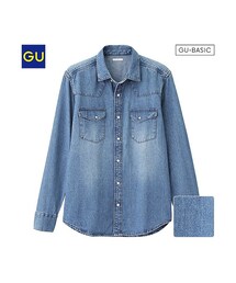 GU | （GU）デニムウェスタンシャツ（長袖）(トップス)