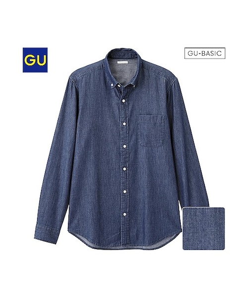 GU（ジーユー）の「（GU）ライトデニムシャツ（長袖）Ａ（MEN ⁄ シャツ・メンズ・BLACK/BLUE・XL/M/L/S）」の3枚目の写真