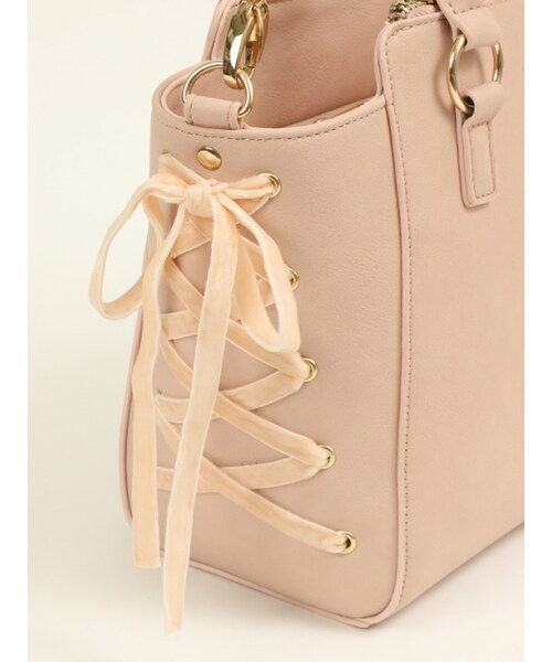 Honey Salon（ハニーサロン）の「レースアップミディ（バッグ・レディース・ピンク/アイボリー/ブラック・Free）」の6枚目の写真