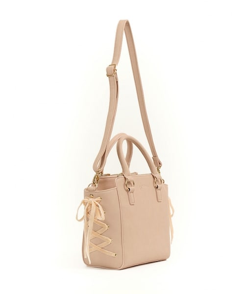 Honey Salon（ハニーサロン）の「レースアップミディ（バッグ・レディース・ピンク/アイボリー/ブラック・Free）」の4枚目の写真