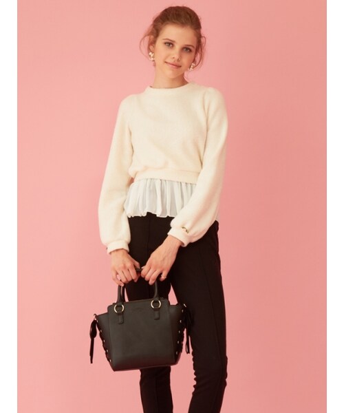 Honey Salon（ハニーサロン）の「レースアップミディ（バッグ・レディース・ピンク/アイボリー/ブラック・Free）」の11枚目の写真