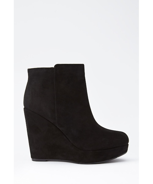 FOREVER 21(フォーエバー トゥエンティーワン)の「FOREVER 21 Faux Suede Wedge Booties(ブーツ・レディース・Black/Brown・5.5/6/6.5/7/7.5/8/8.5/9/10)」の4枚目の写真