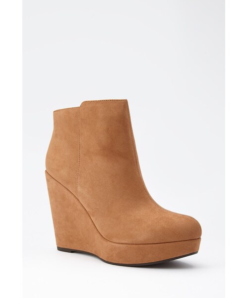 FOREVER 21(フォーエバー トゥエンティーワン)の「FOREVER 21 Faux Suede Wedge Booties(ブーツ・レディース・Black/Brown・5.5/6/6.5/7/7.5/8/8.5/9/10)」の6枚目の写真