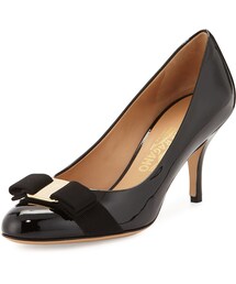 FERRAGAMO | Salvatore Ferragamo Carla Patent Bow Pump, Black(パンプス)