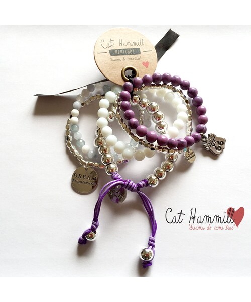 Cat Hammill（キャットハミル）の「CAT HAMMILL キャットハミル B11 ブレスレット 6本 セット パープル ＆ シルバー