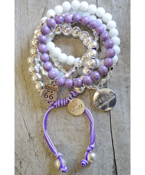 Cat Hammill（キャットハミル）の「CAT HAMMILL キャットハミル B11 ブレスレット 6本 セット パープル ＆ シルバー