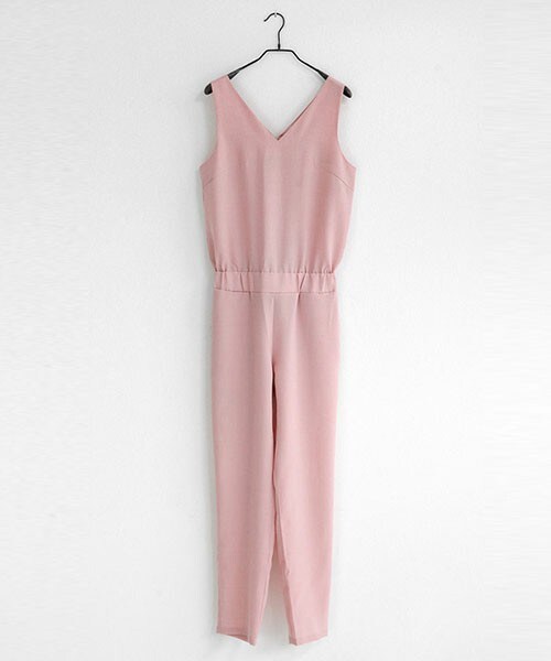 DHOLIC（ディーホリック）の「ソフトカラーVネックジャンプスーツ（つなぎ/オールインワン・レディース・ミントグレー/ピンク/ブラック・FREE）」の3枚目の写真